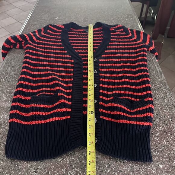 Tommy Hilfiger Womens Nordic Cable Knit Cardigan Size L/G Orange/ Navy - Picture 10 of 10